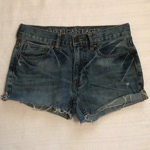 AEO Women SZ 29 Shorts BLUE JEAN CUTOFFS Denim 400